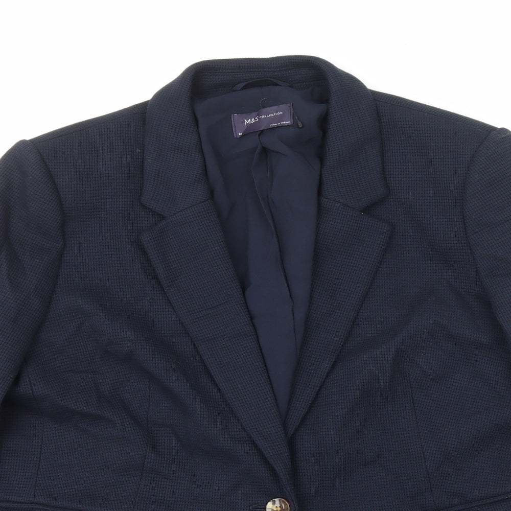 Marks and Spencer Womens Blue Cotton Jacket Suit Jacket Size 20