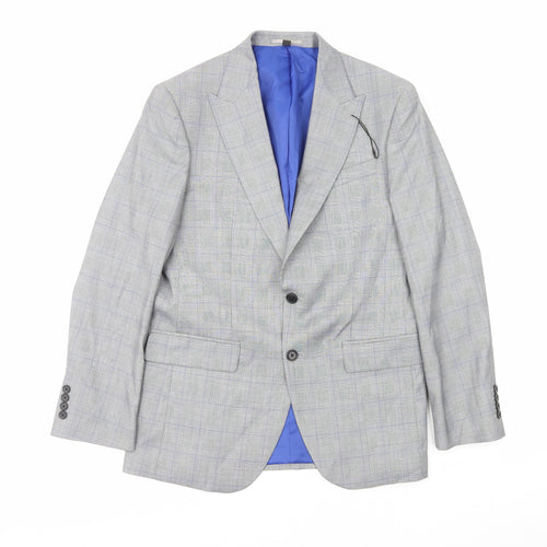 Marks and Spencer Mens Grey Plaid Polyester Jacket Blazer Size S
