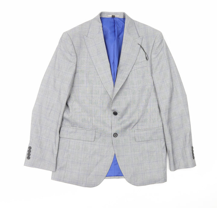 Marks and Spencer Mens Grey Plaid Polyester Jacket Blazer Size S