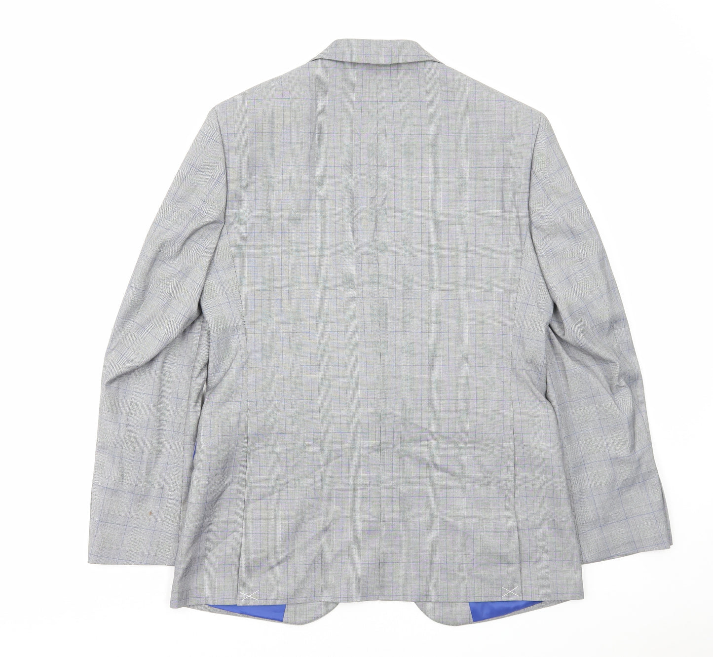 Marks and Spencer Mens Grey Plaid Polyester Jacket Blazer Size S