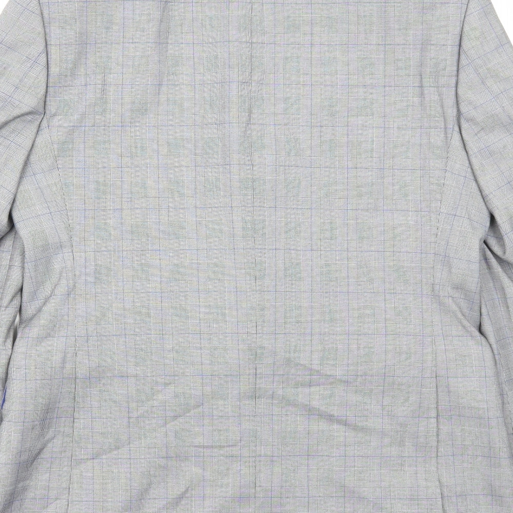 Marks and Spencer Mens Grey Plaid Polyester Jacket Blazer Size S
