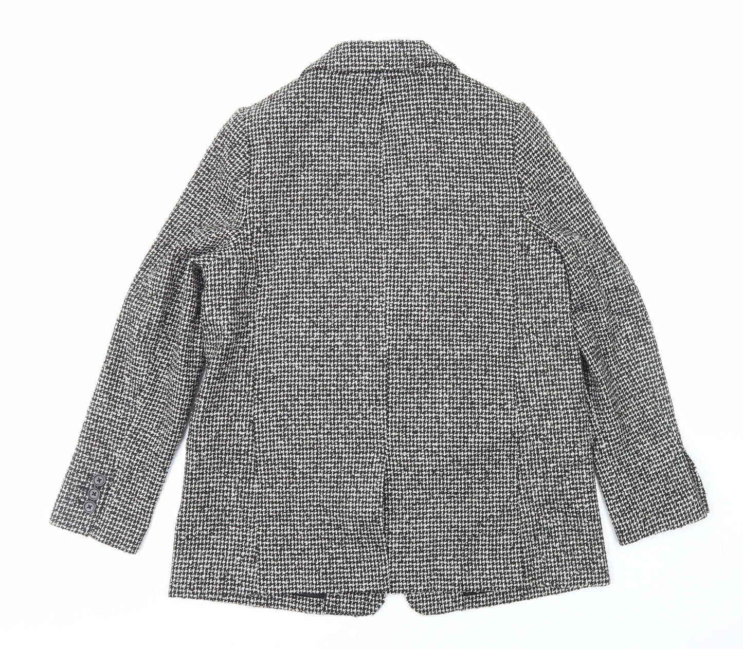 Marks and Spencer Womens Black Geometric Jacket Blazer Size 14 Button