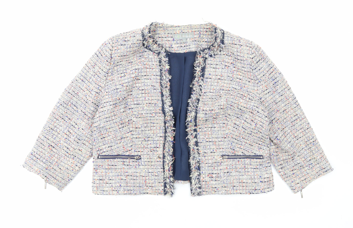Marks and Spencer Womens Multicoloured Geometric Overcoat Jacket Size 16