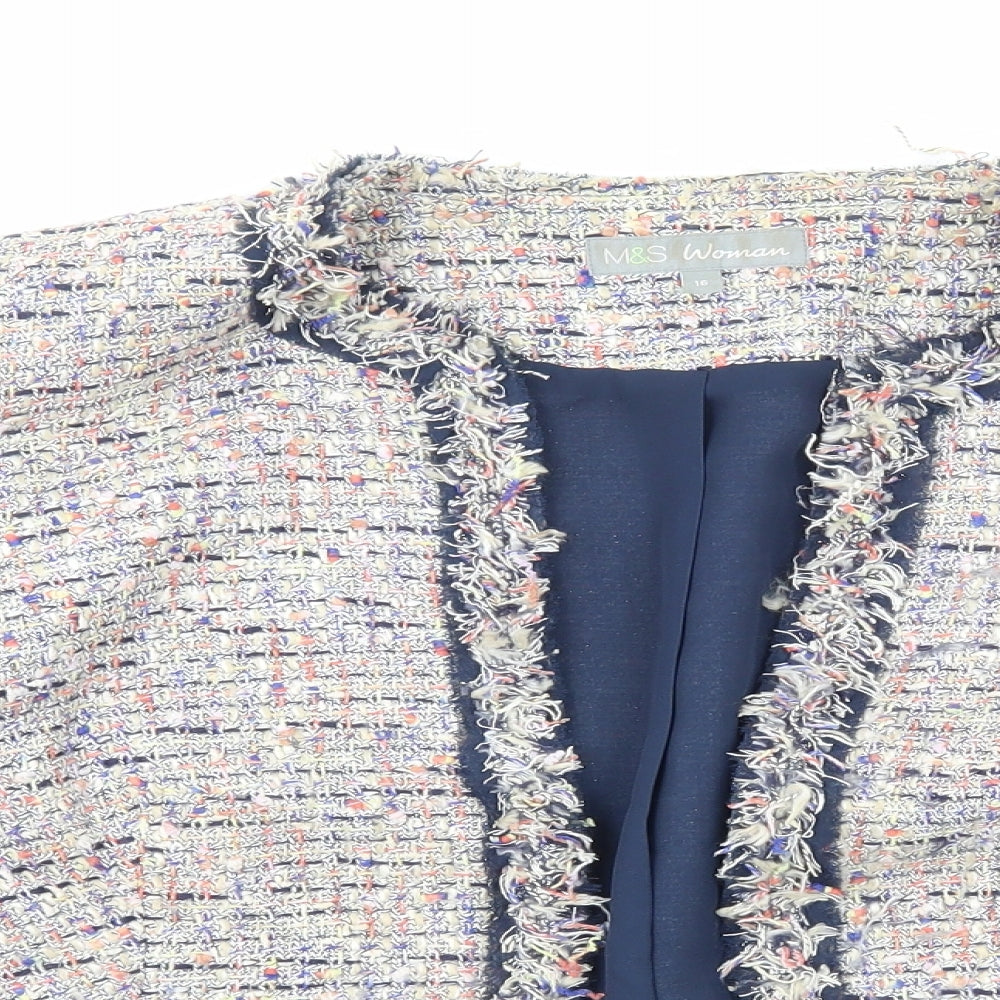 Marks and Spencer Womens Multicoloured Geometric Overcoat Jacket Size 16