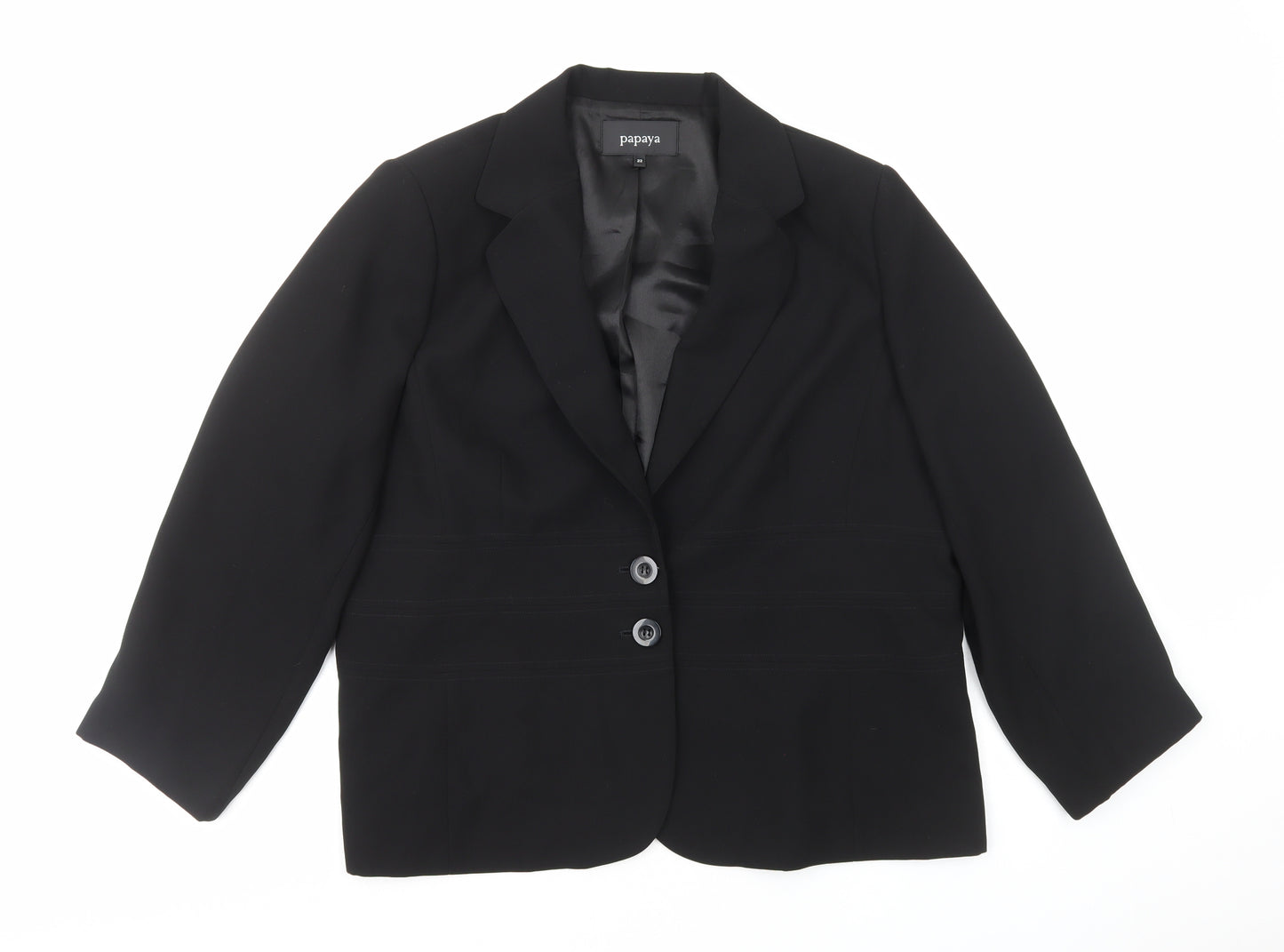 Papaya Womens Black Polyester Jacket Suit Jacket Size 22