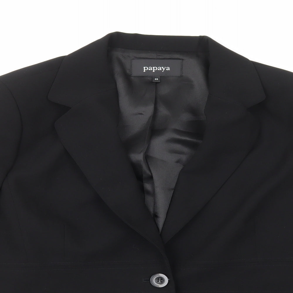 Papaya Womens Black Polyester Jacket Suit Jacket Size 22