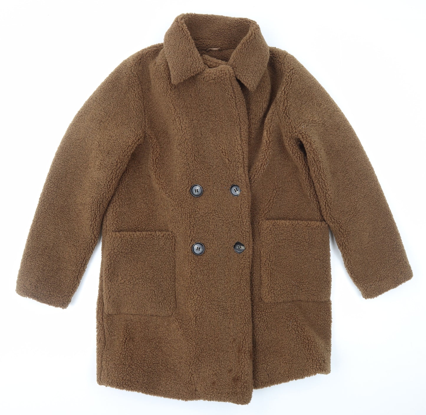 New Look Womens Brown Jacket Coat Size 14 Button