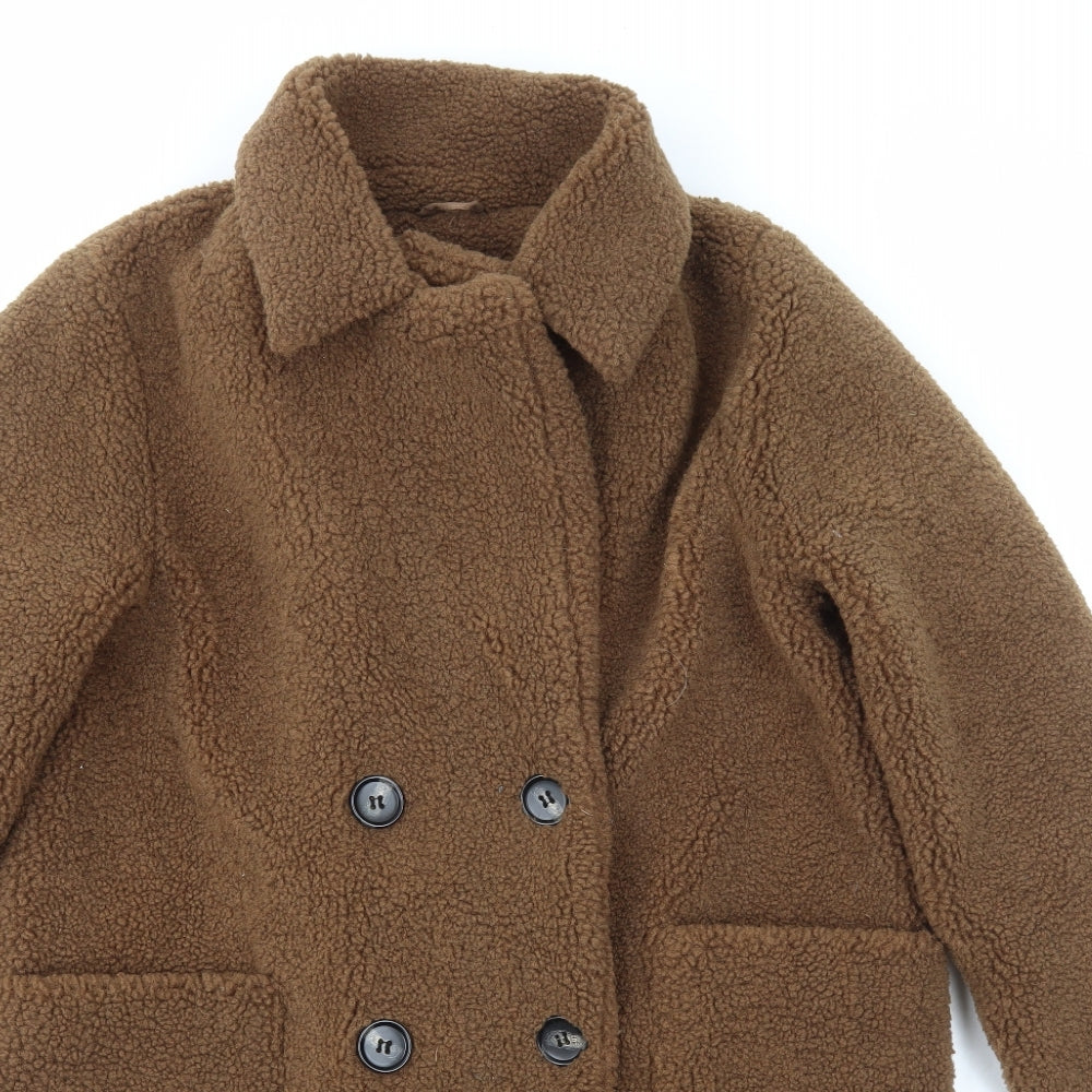 New Look Womens Brown Jacket Coat Size 14 Button
