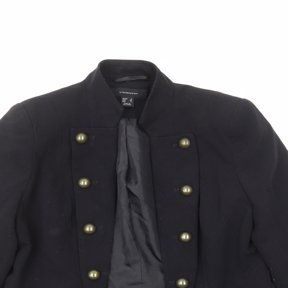 Primark Womens Black Military Jacket Blazer Size 8