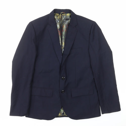 Preworn Mens Blue Polyester Jacket Blazer Size S