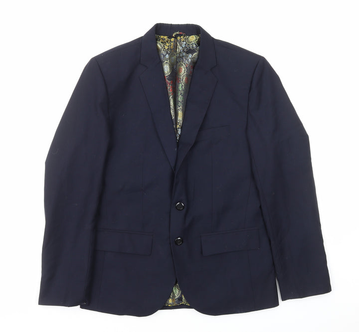Preworn Mens Blue Polyester Jacket Blazer Size S