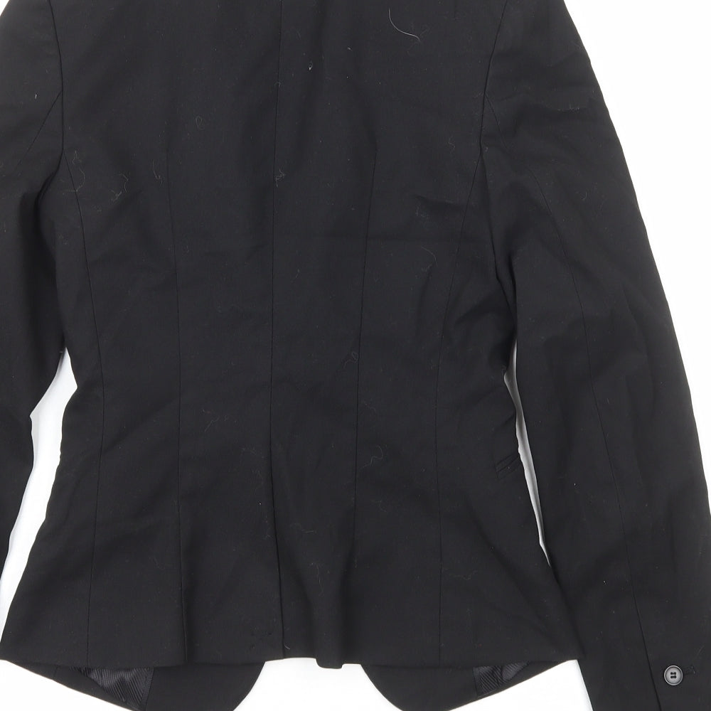 H&M Womens Black Polyester Jacket Suit Jacket Size 4