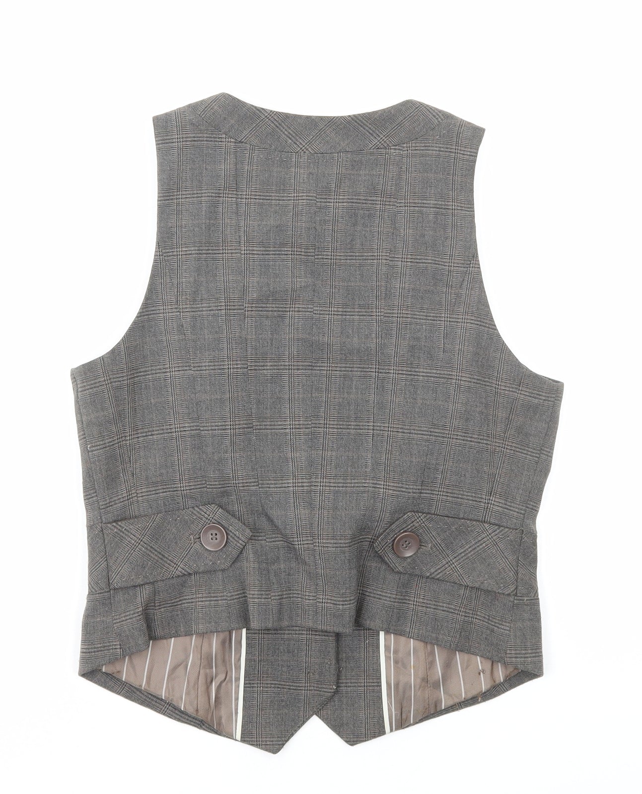 NEXT Womens Brown Plaid Polyester Jacket Suit Waistcoat Size 12