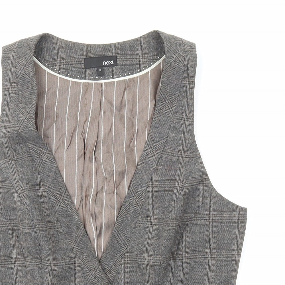 NEXT Womens Brown Plaid Polyester Jacket Suit Waistcoat Size 12