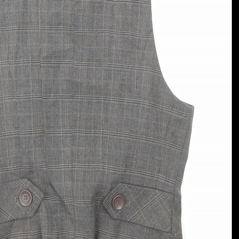 NEXT Womens Brown Plaid Polyester Jacket Suit Waistcoat Size 12