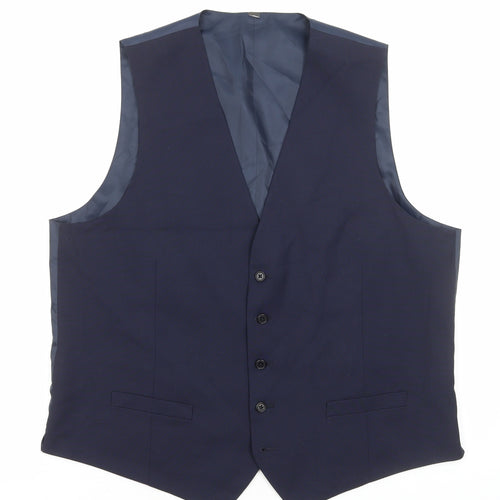 Marks and Spencer Mens Blue Polyester Jacket Suit Waistcoat Size L
