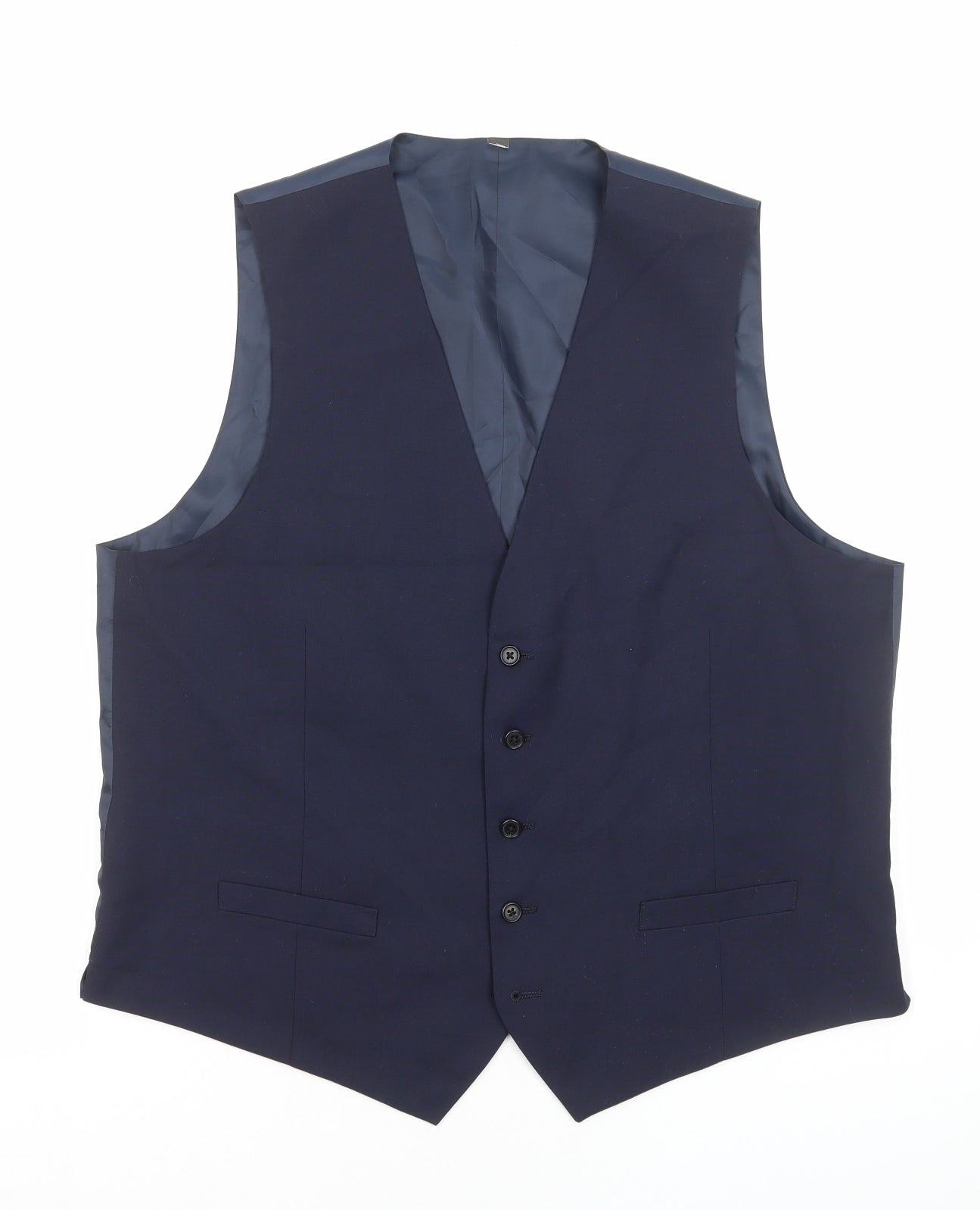 Marks and Spencer Mens Blue Polyester Jacket Suit Waistcoat Size L
