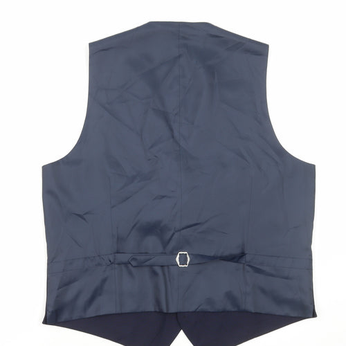 Marks and Spencer Mens Blue Polyester Jacket Suit Waistcoat Size L