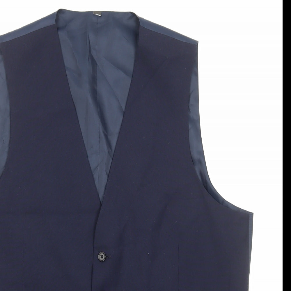 Marks and Spencer Mens Blue Polyester Jacket Suit Waistcoat Size L