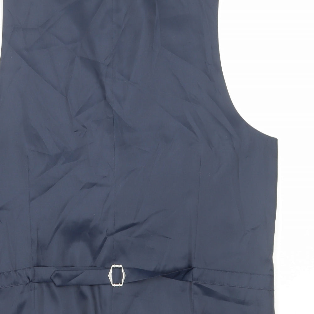 Marks and Spencer Mens Blue Polyester Jacket Suit Waistcoat Size L