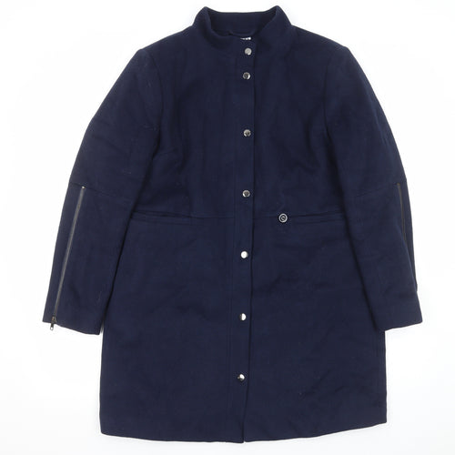 Saint Tropez Womens Blue Overcoat Coat Size XL Zip
