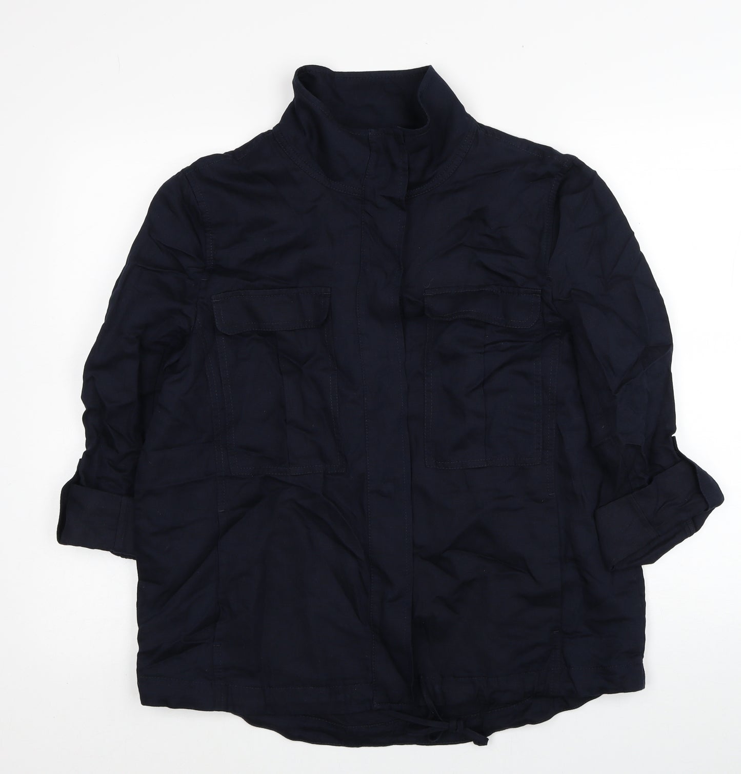 Jigsaw Womens Blue Military Jacket Jacket Size 14 Button