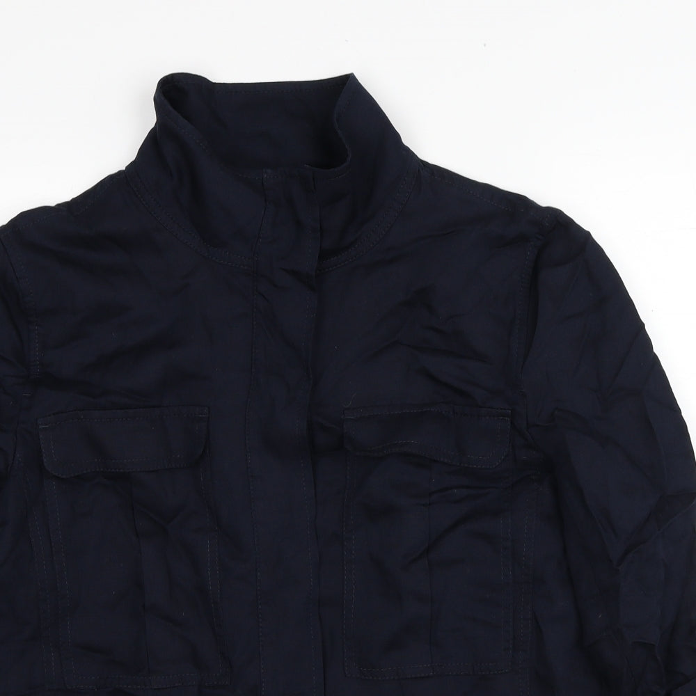 Jigsaw Womens Blue Military Jacket Jacket Size 14 Button