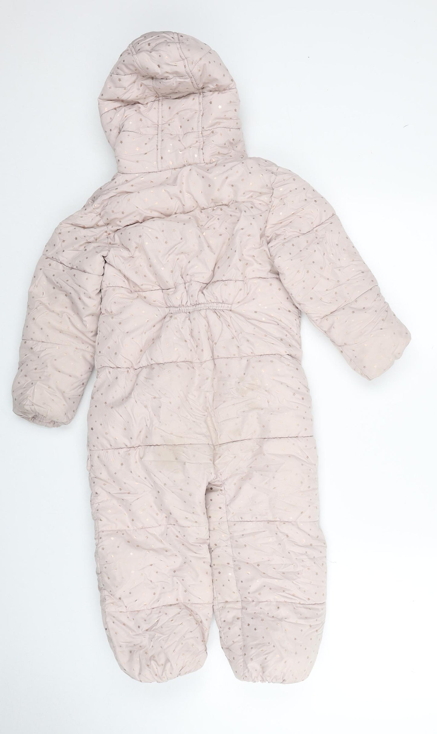 NEXT Girls Pink Polka Dot Quilted Snowsuit Size 3-4 Years Zip