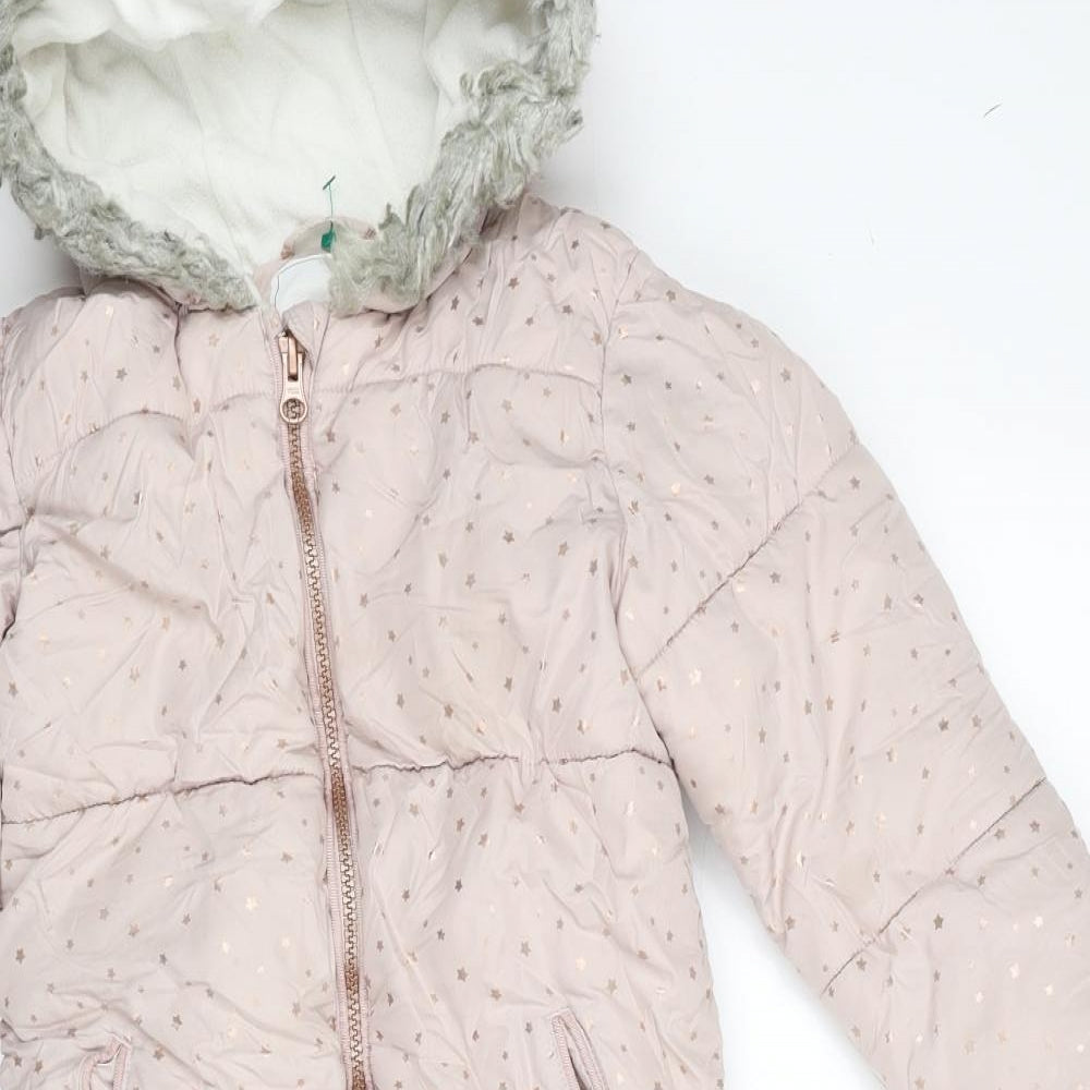 NEXT Girls Pink Polka Dot Quilted Snowsuit Size 3-4 Years Zip