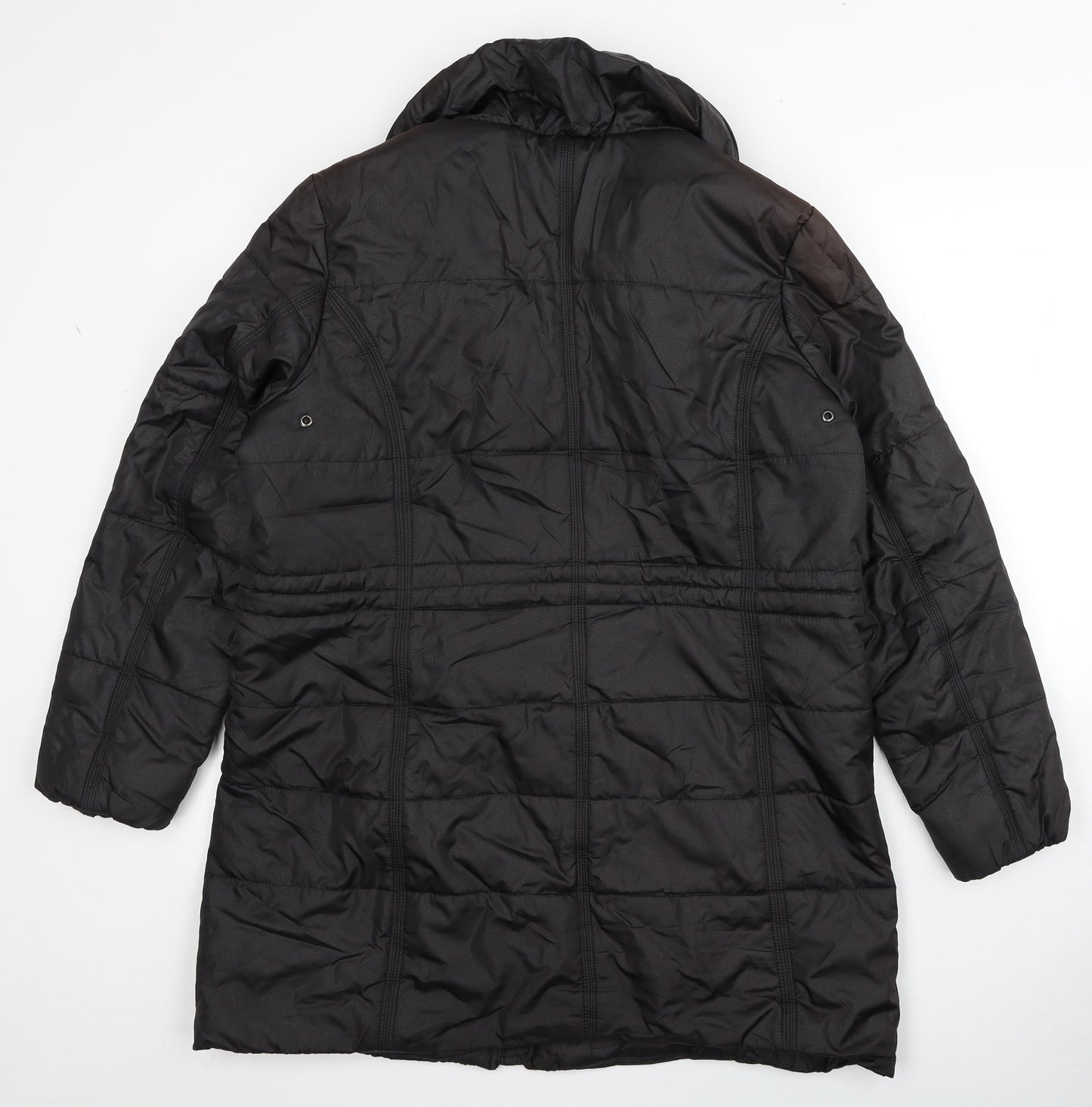 Finesse Womens Black Quilted Coat Size 14 Zip
