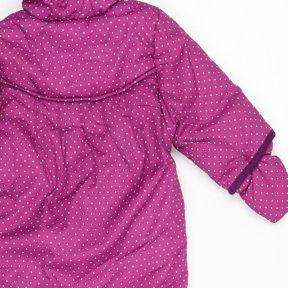 Mini Club Girls Purple Polka Dot Quilted Snowsuit Size 6-9 Months Zip