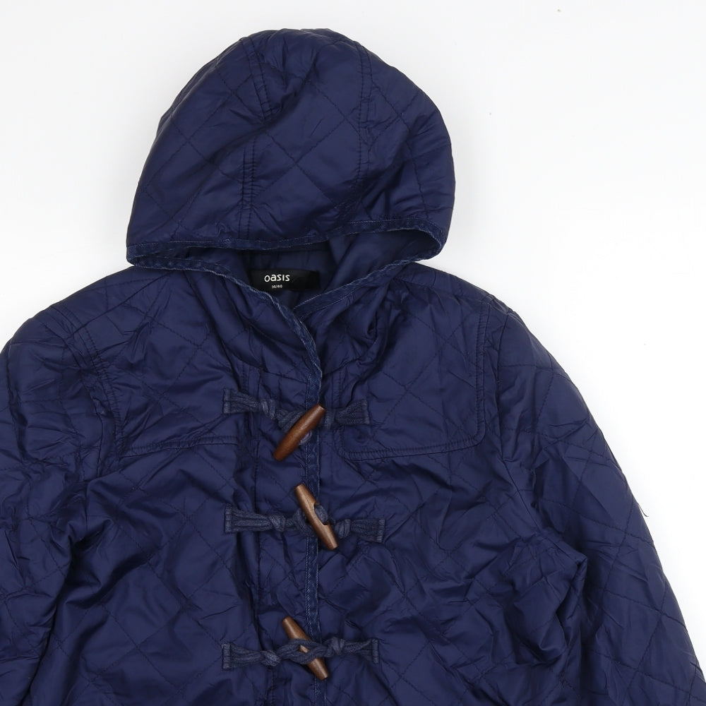 Oasis Womens Blue Quilted Jacket Size 14 Button
