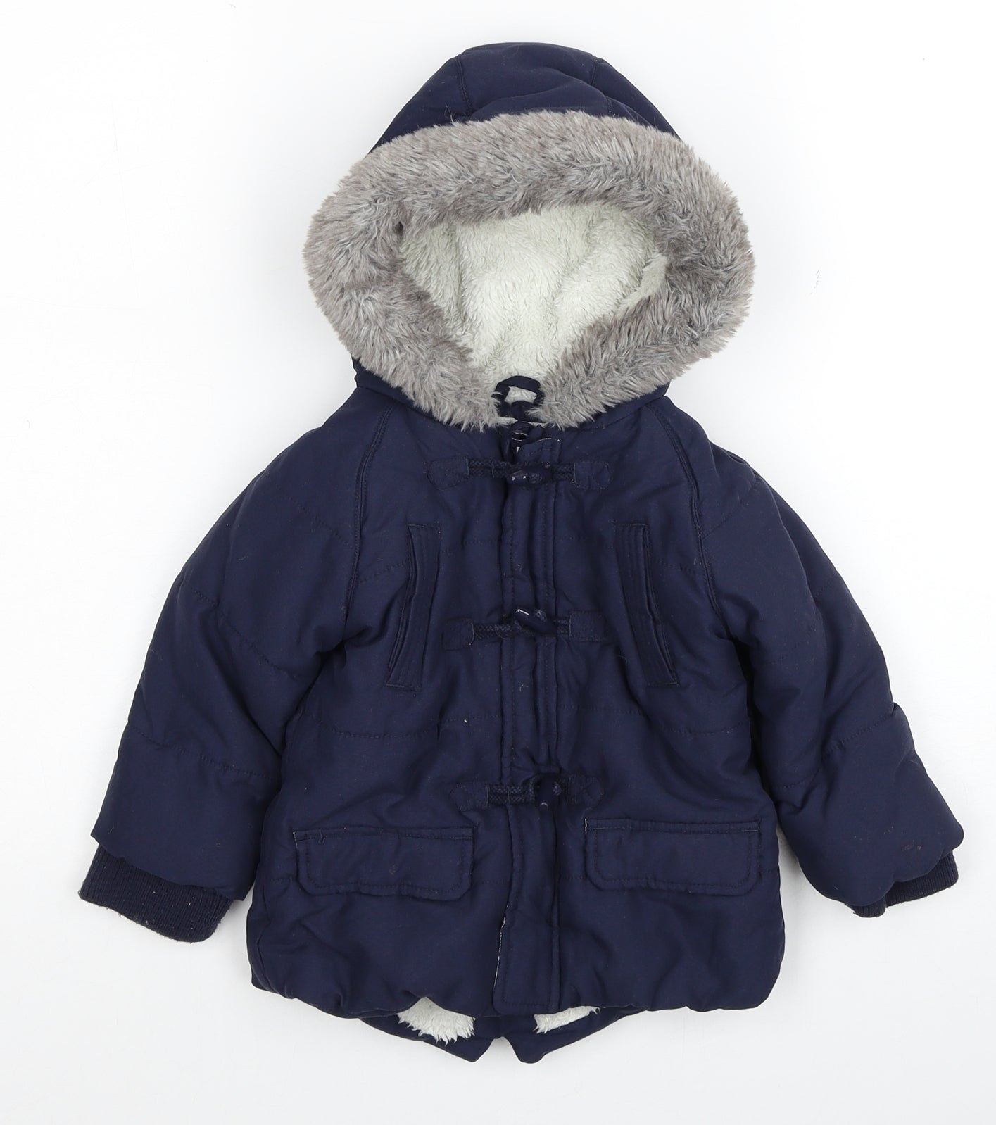 George Boys Blue Quilted Coat Size 12-18 Months Zip