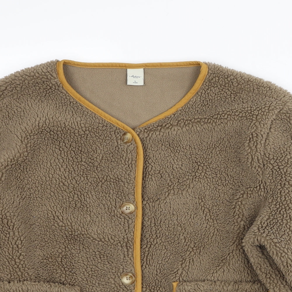 Ladies Womens Brown Jacket Size L Button