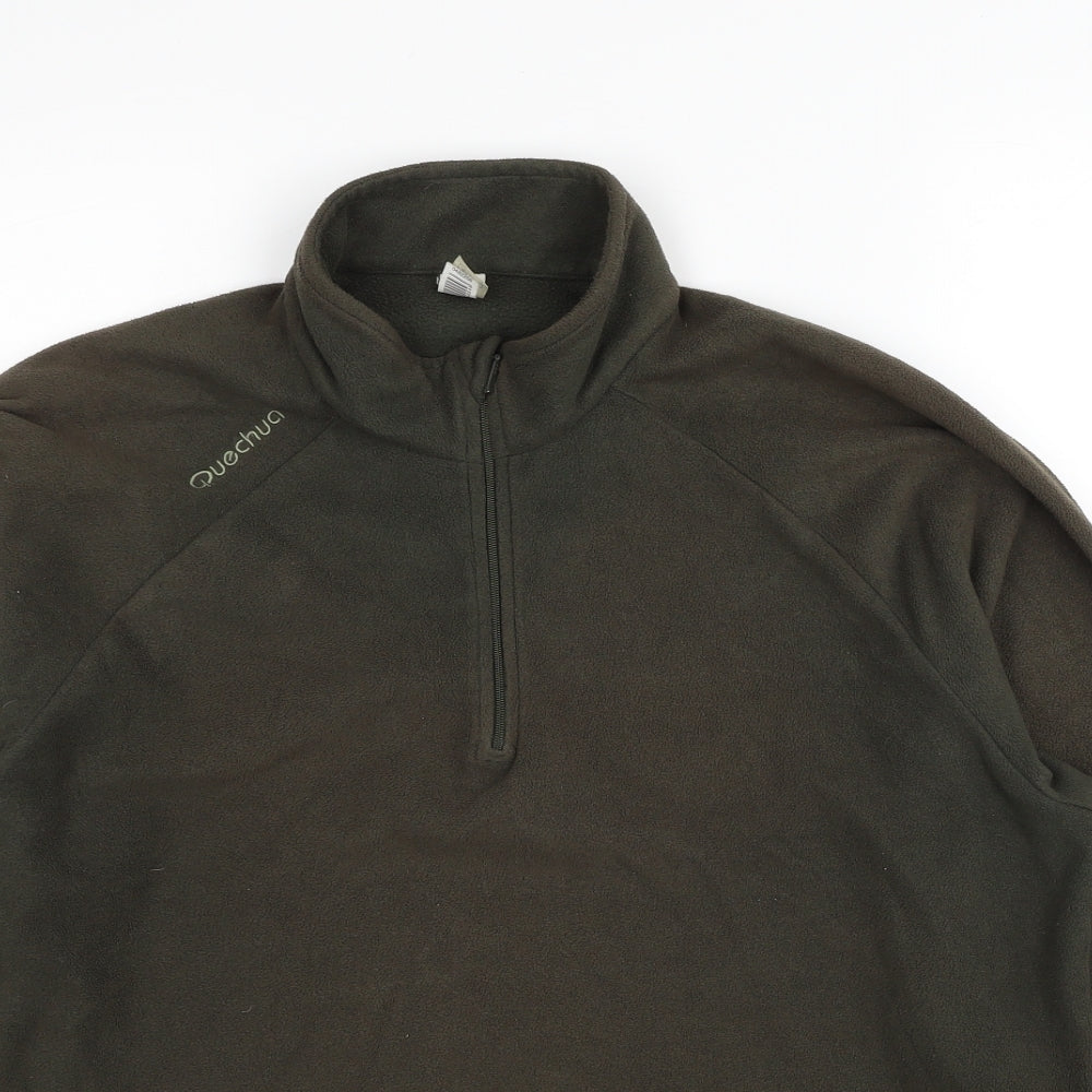 DECATHLON Mens Green Polyester Pullover Hoodie Size XL