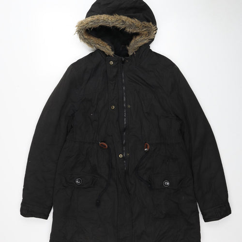 Colline Womens Black Parka Coat Size 10 Zip