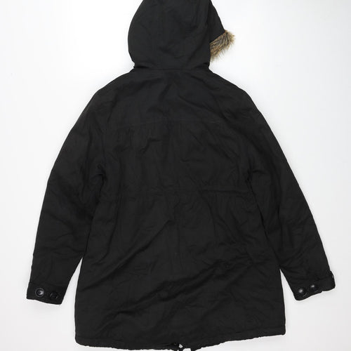 Colline Womens Black Parka Coat Size 10 Zip