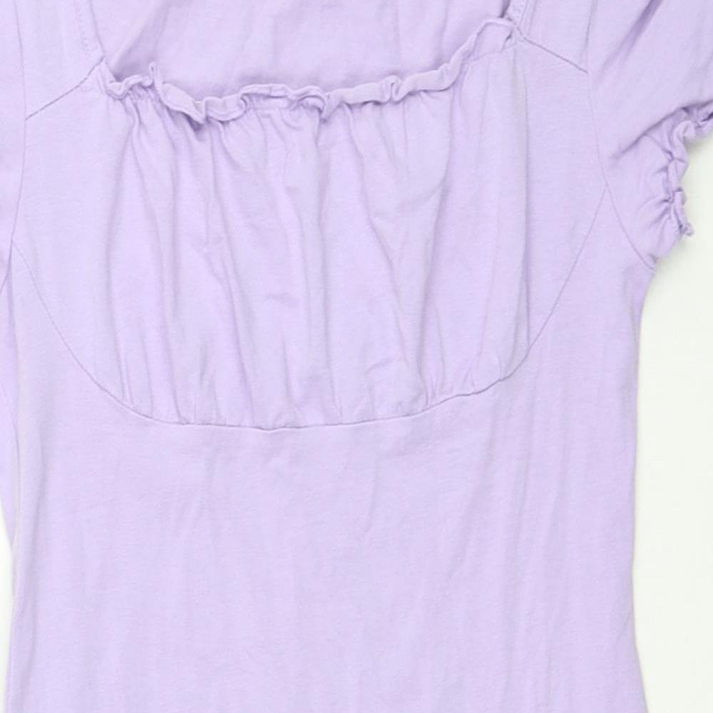 SheIn Womens Purple Cotton Mini Size S Scoop Neck Pullover