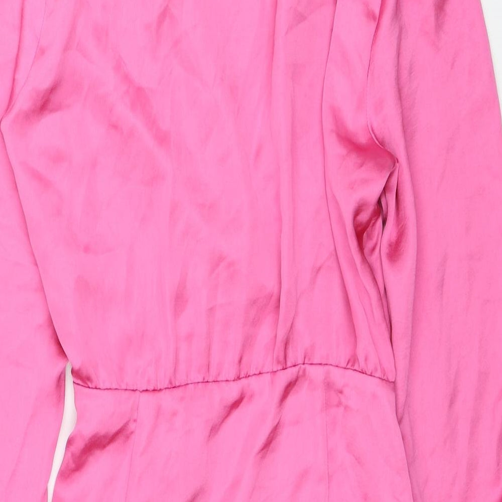Zara Womens Pink Polyester Shirt Dress Size XS Collared Zip