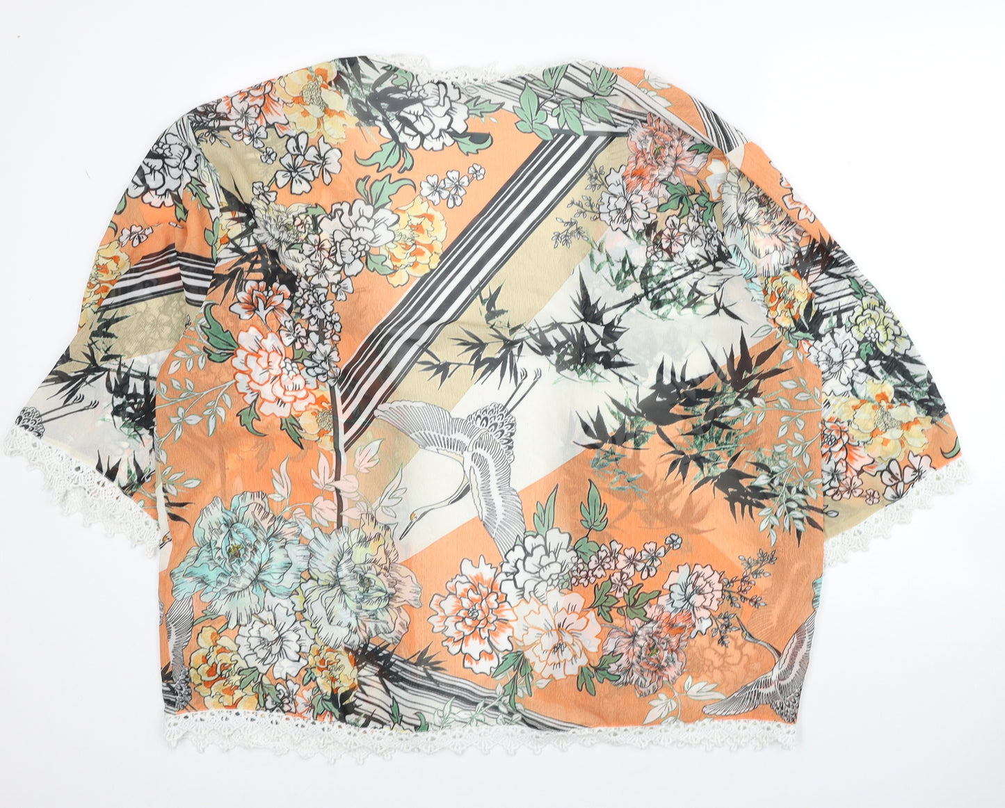 Peacocks Womens Multicoloured Geometric Polyester Kimono Blouse Size L V-Neck