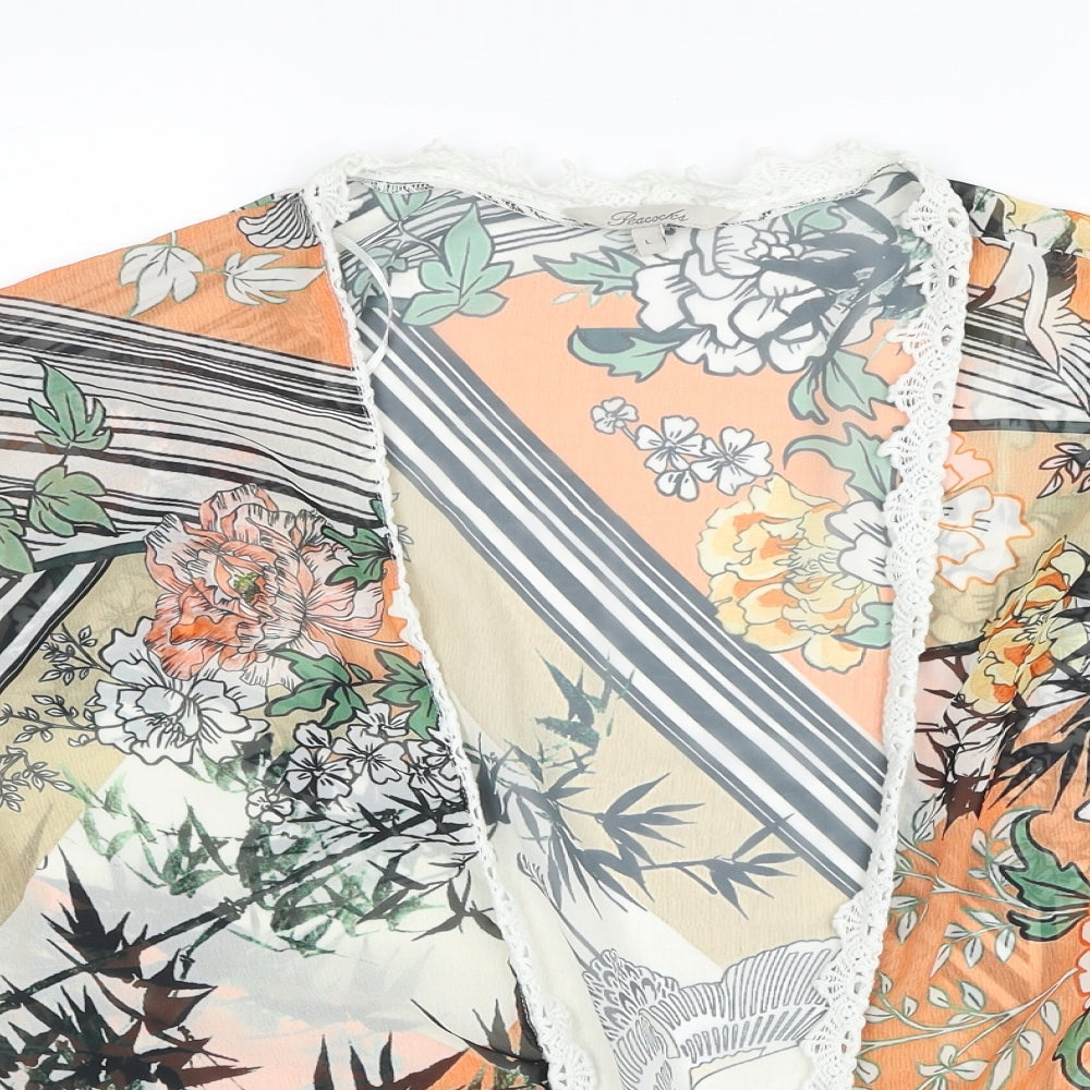 Peacocks Womens Multicoloured Geometric Polyester Kimono Blouse Size L V-Neck