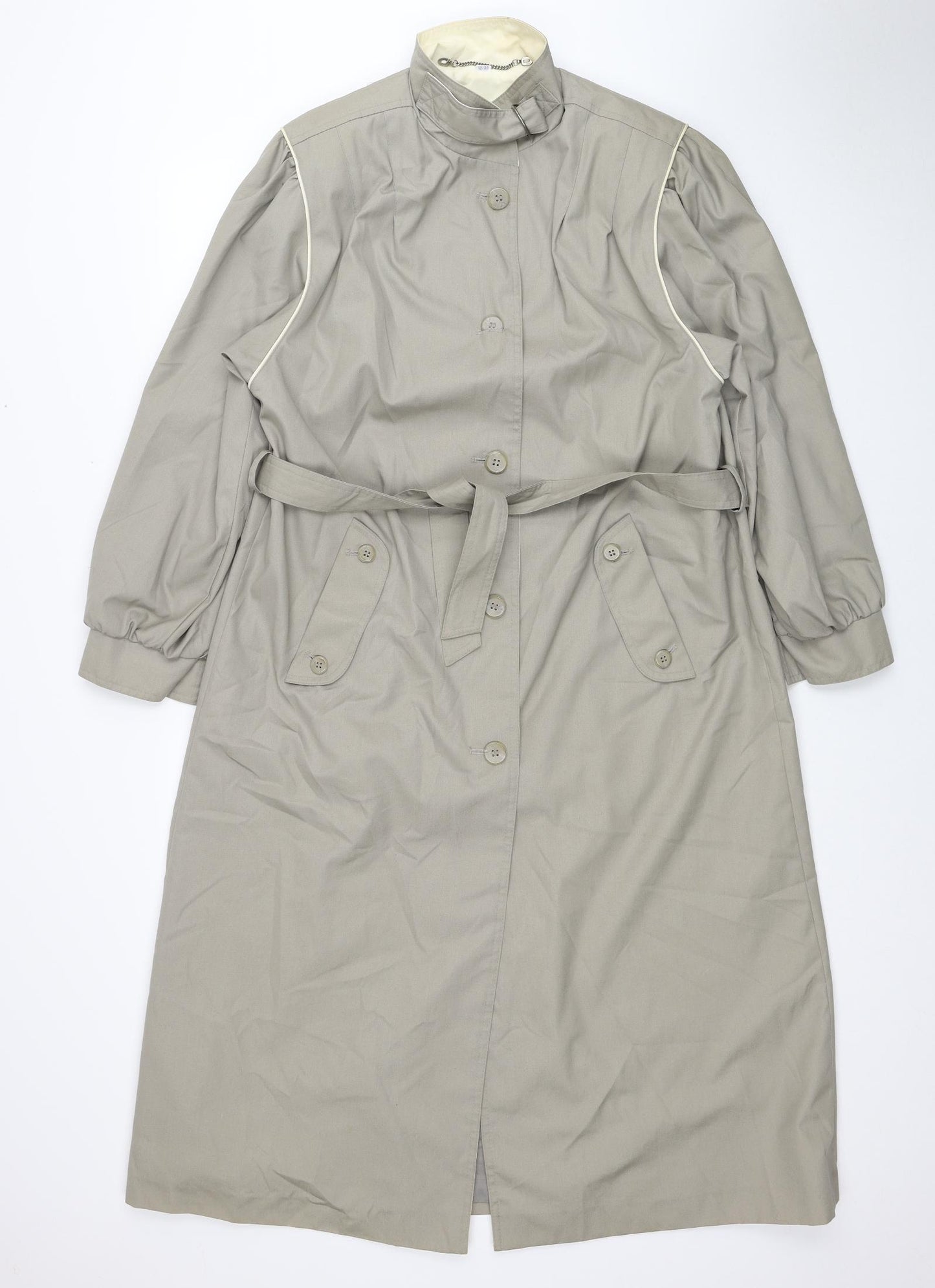 Preworn Womens Beige Overcoat Coat Size 12 Button