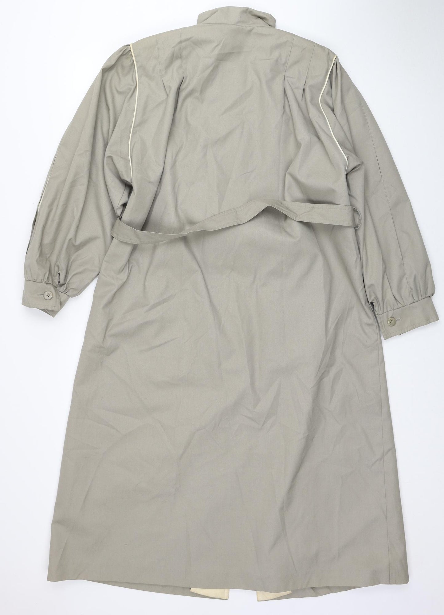 Preworn Womens Beige Overcoat Coat Size 12 Button