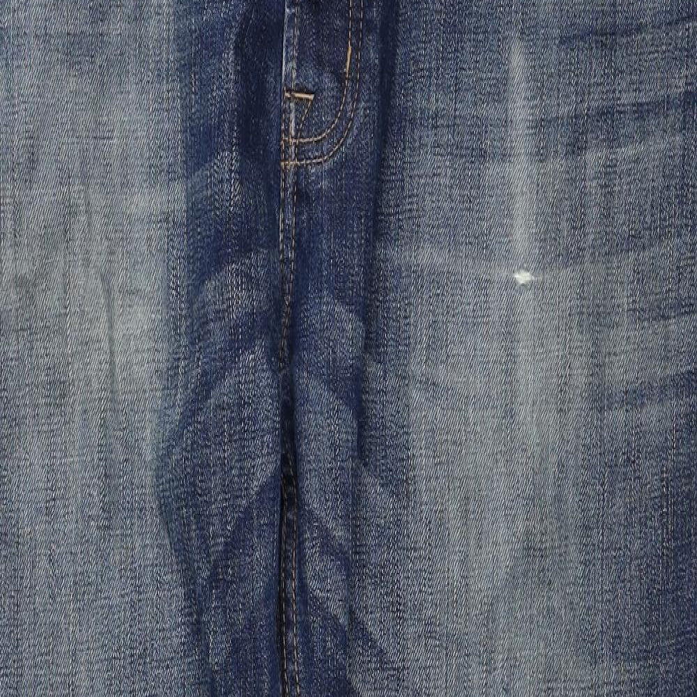 George Mens Blue Cotton Straight Jeans Size 34 in L31 in Regular Zip