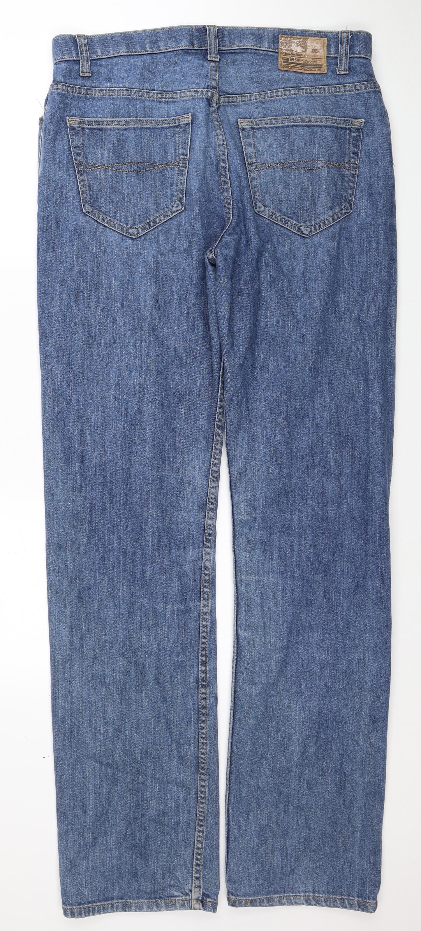 Blue Harbour Mens Blue Cotton Straight Jeans Size 34 in L35 in Regular Zip