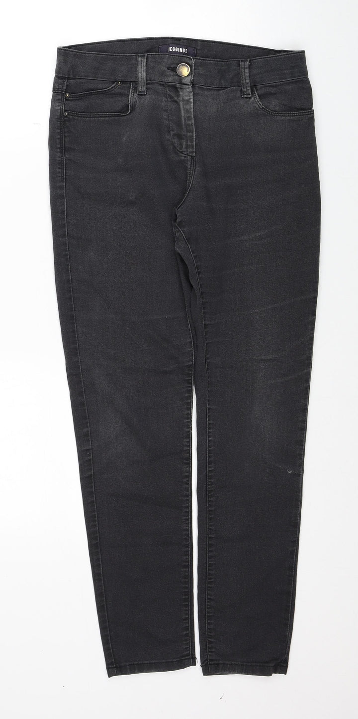 Marks and Spencer Womens Black Cotton Jegging Jeans Size 10 Regular Zip