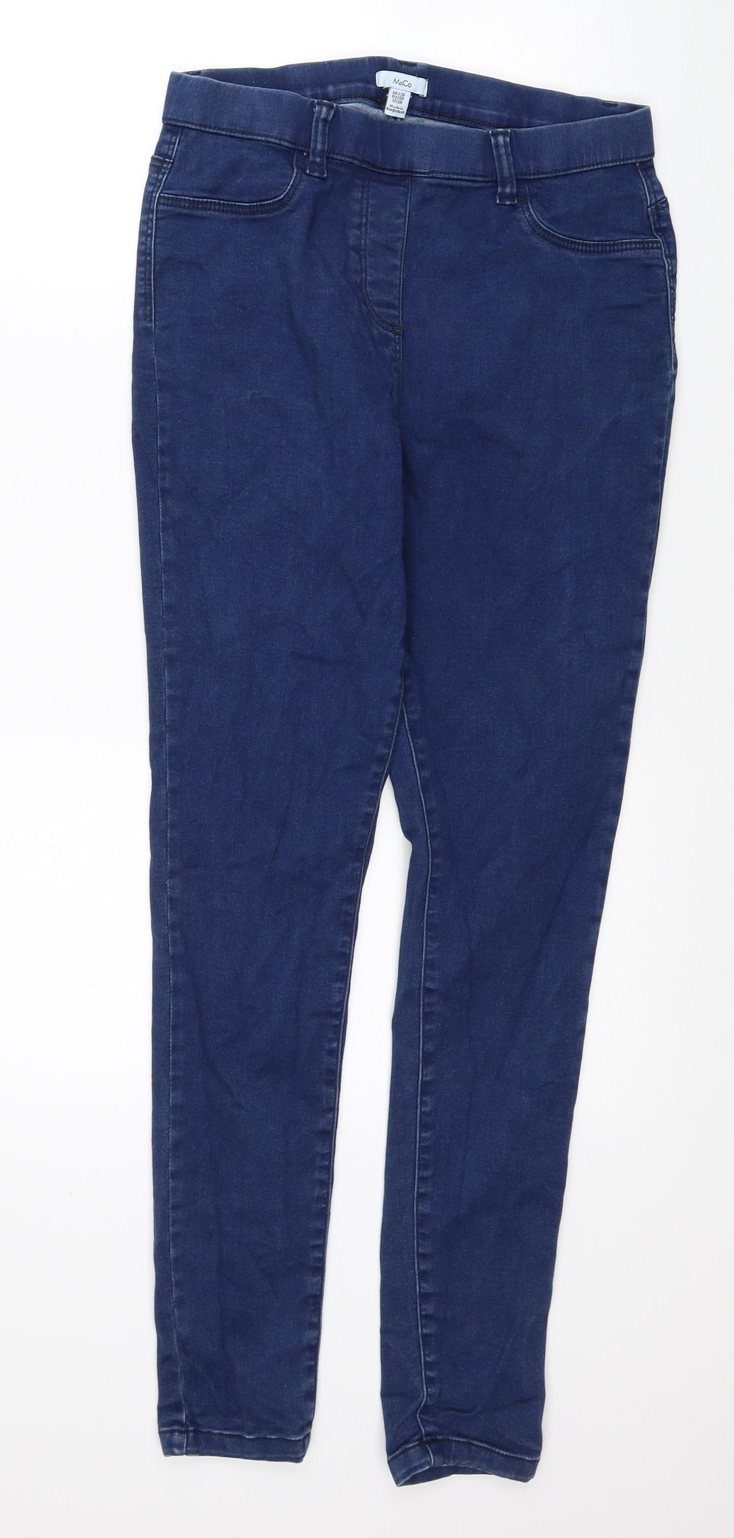 M&Co Womens Blue Cotton Jegging Jeans Size 12 Regular Zip