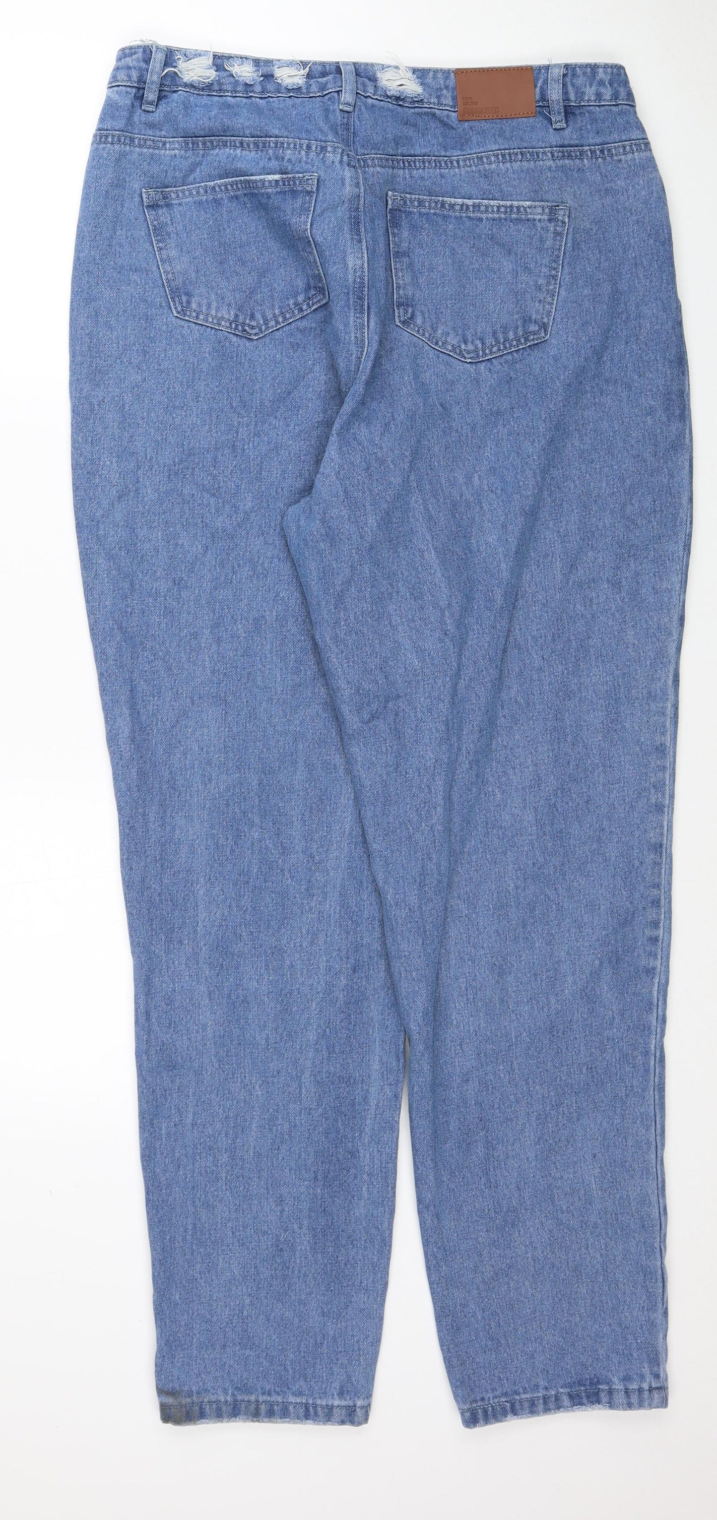 Missguided Womens Blue Cotton Tapered Jeans Size 14 Regular Zip