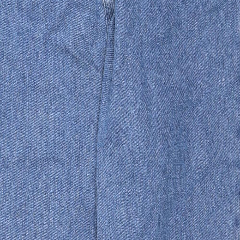 Missguided Womens Blue Cotton Tapered Jeans Size 14 Regular Zip