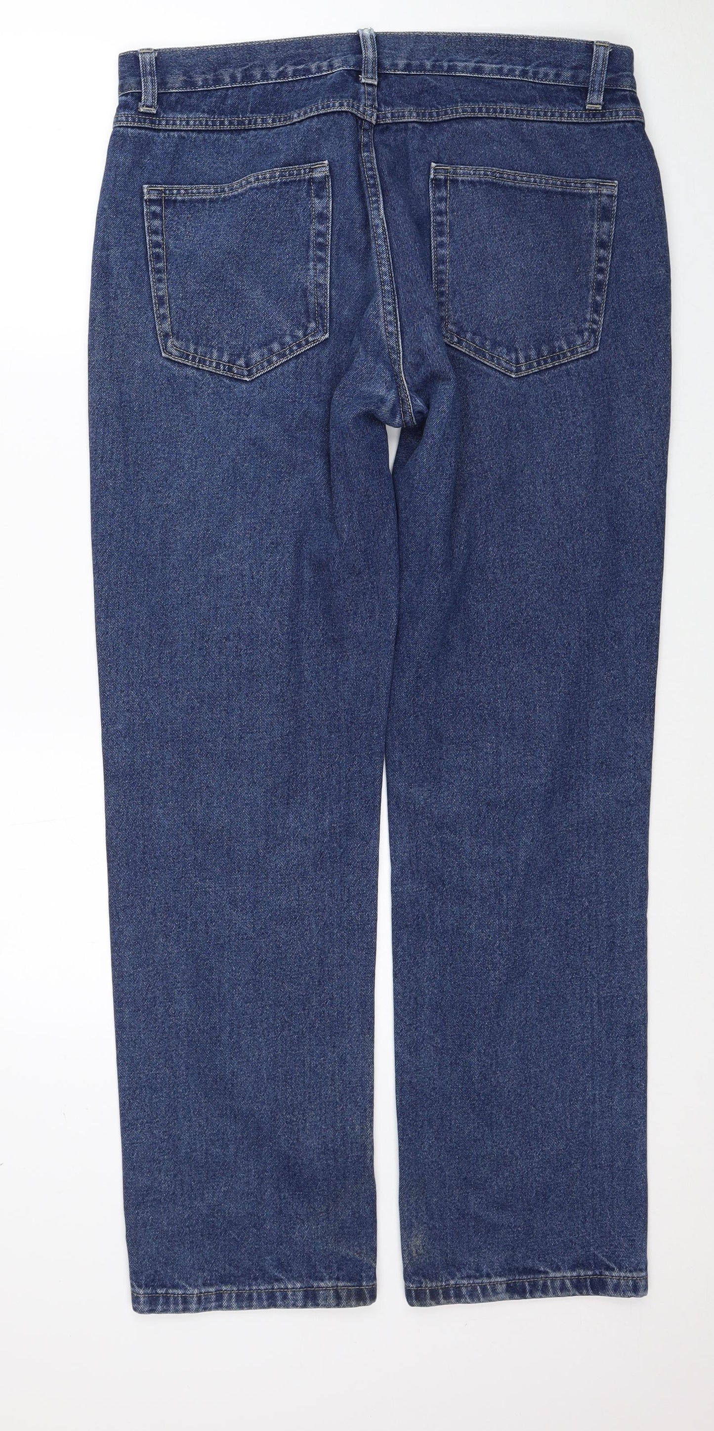 George Mens Blue Cotton Straight Jeans Size 34 in L31 in Regular Zip